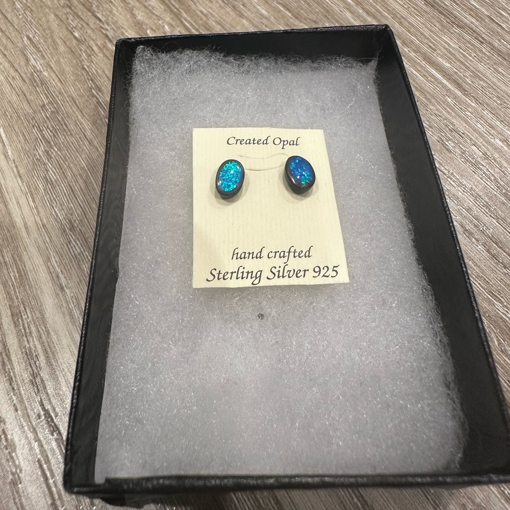 Blue opal earrings